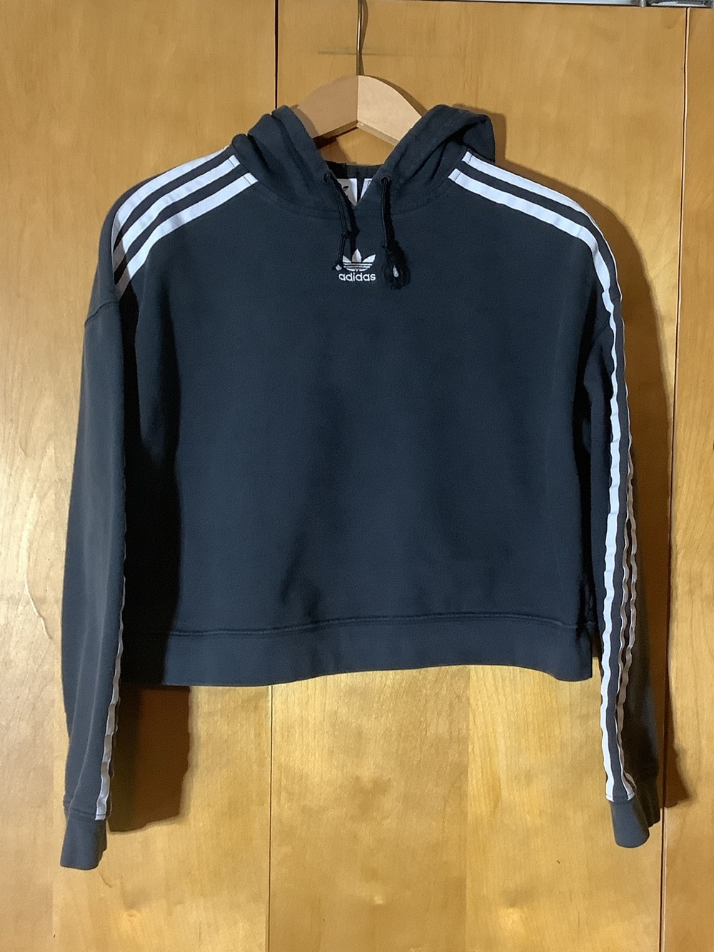 Adidas black and white cropped hoodie, size small
